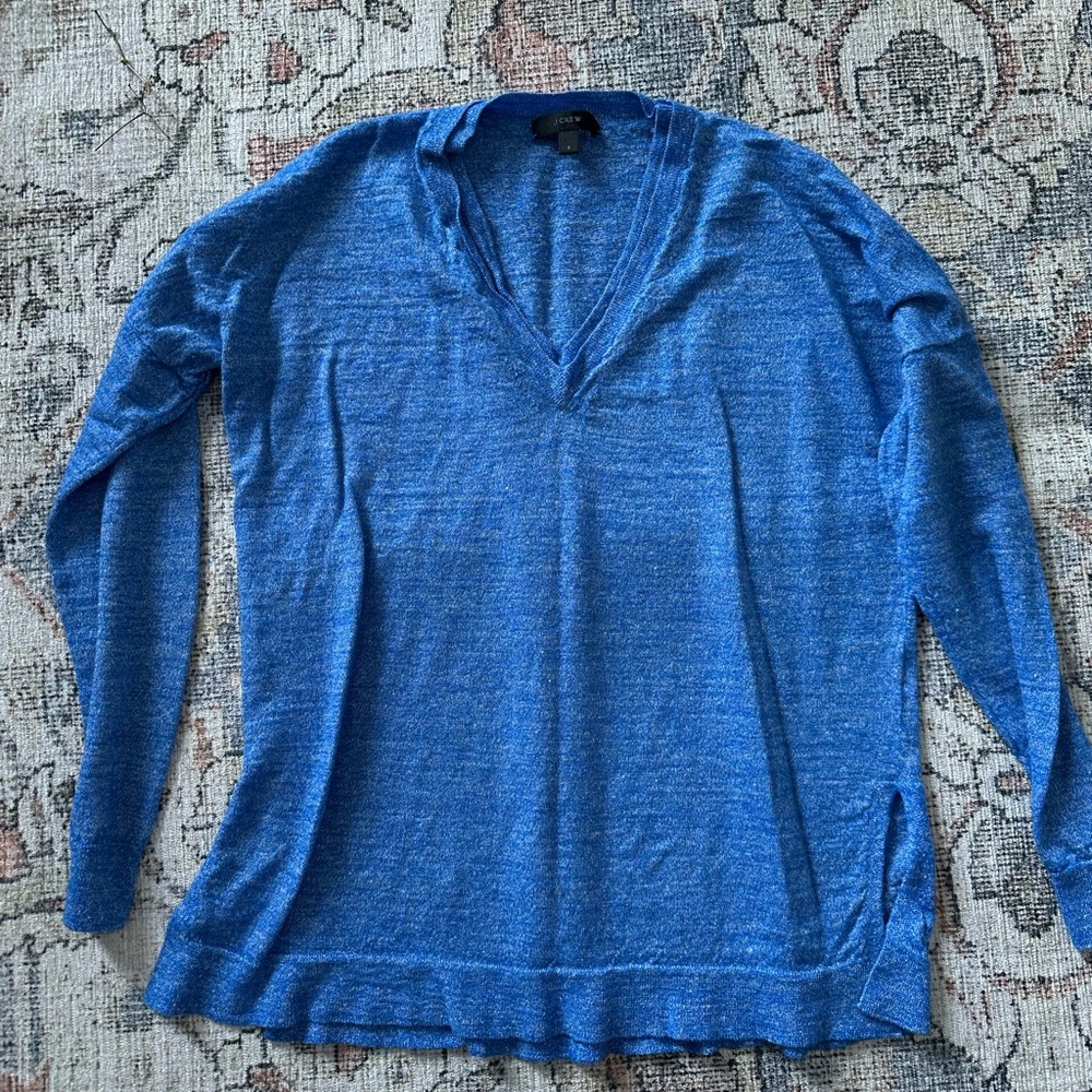 J.Crew Blue Vneck Knit Sweater